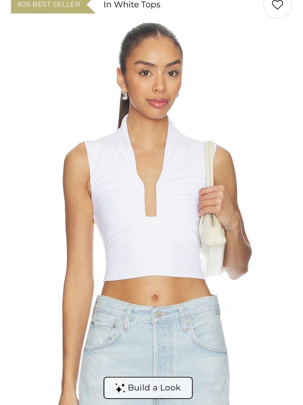 Susana Monaco White Sleeveless Cropped V-Neck Top
